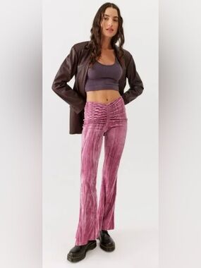 Urban Outfitters Crushed Velvet Wide-Leg Ruched Pants
